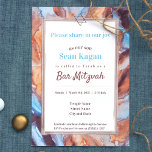 Beige Aqua Blue Bar Mitzvah Invitation<br><div class="desc">An abstract Bar Mitzvah invitation with beige and blue colours. Star of David and marble design is beautiful for any b'nai,  b'not,  birthday celebration. Perfect for any special birthday celebration or blue,  beige,  brown,  caramel,  turquoise theme colours.</div>