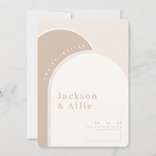 Beige Arch Boho Minimalist Wedding Invitation