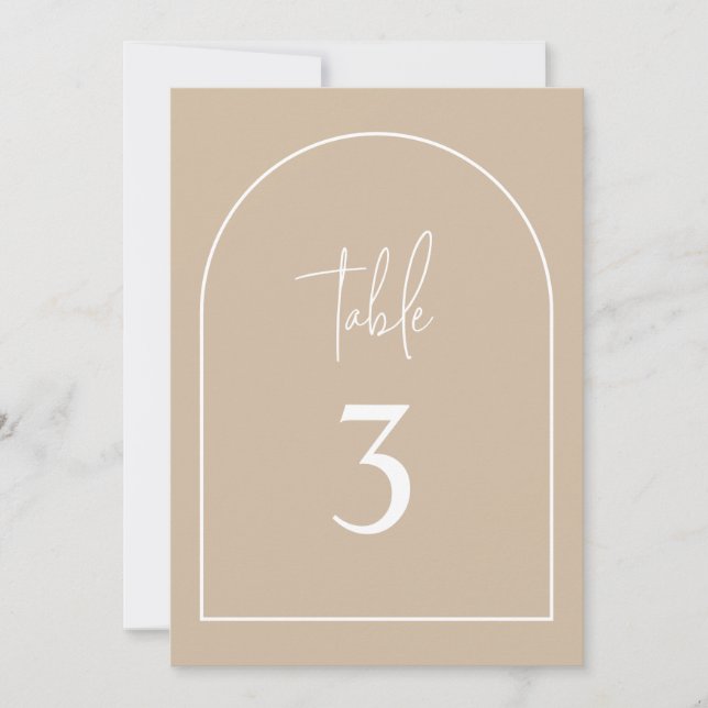 Beige Arch Minimal Baptism Table Number (Front)