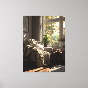 Beige Armchair Autumn Nook Canvas Print