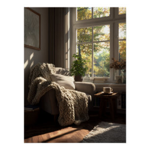 Beige Armchair Autumn Nook Poster