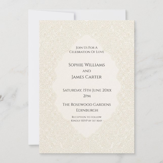 Beige Art Deco Wedding Invitation (Front)