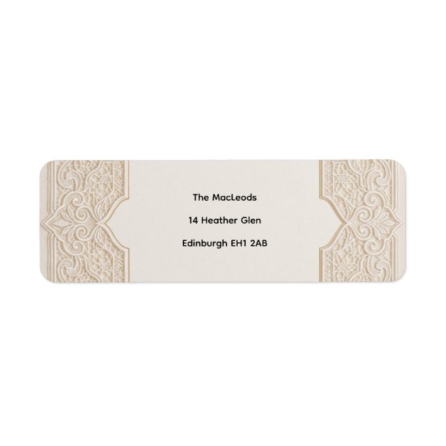 Beige Art Deco Wedding Return Address Label (Front)