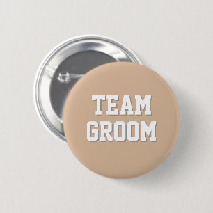 Beige Athletic Letters Team Groom 6 Cm Round Badge