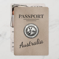 Beige Australia Passport Save The Date
