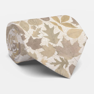 Beige Autumn Leaves with Damask Tie