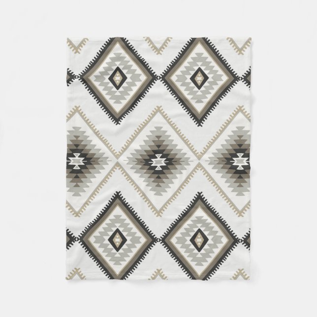 Beige Aztec Fleece Blanket (Front)