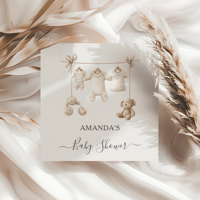 Beige Baby Clothes And Toys Baby Shower Napkin (Creator Uploaded)