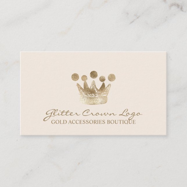 Beige Baby Gold Crown Business Card (Front)