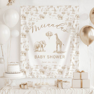 Beige Baby Shower Banner Safari Toile Tapestry