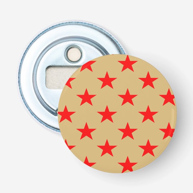 Beige Background And Red Stars Bottle Opener (Front)