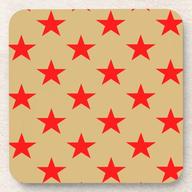 Beige Background And Red Stars Coaster (Front)