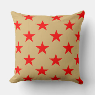 Beige Background And Red Stars Cushion
