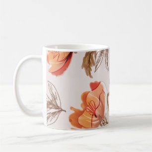 Beige Background Poppies Watercolor Pattern Coffee Mug