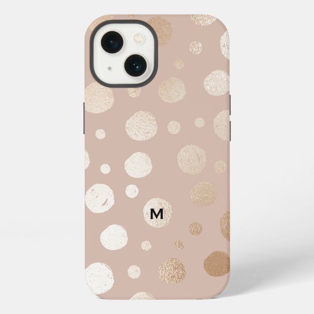 Beige background shimmering circles pattern iPhone case (Back)