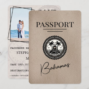 Beige Bahamas Passport Save The Date