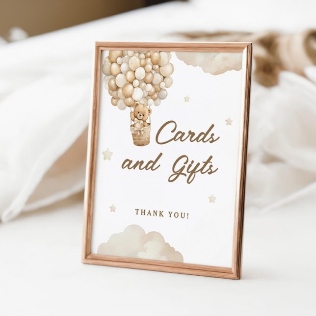 Beige Balloons Teddy Bear Cards Gifts Poster (Creator Uploaded)