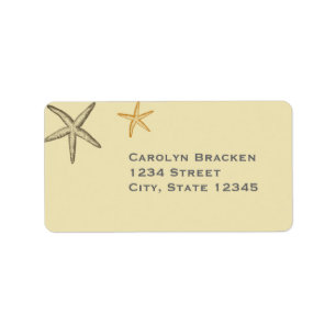 Beige Beach theme Starfish Return Address Label