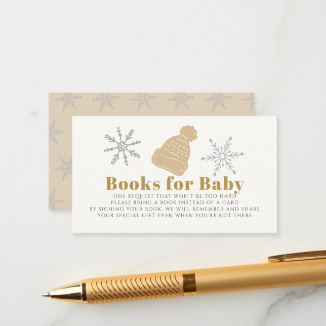 Beige Beanie Baby Shower Book Request Enclosure Card (Front/Back In Situ)