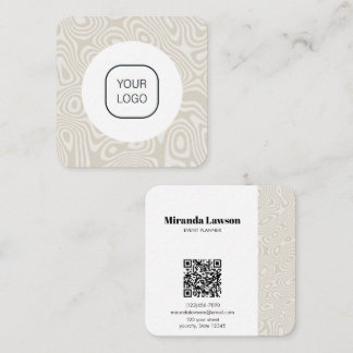 Beige Birch Minimalist Square Business Card