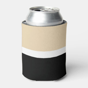 Beige Black Abstract Stripe Can Cooler