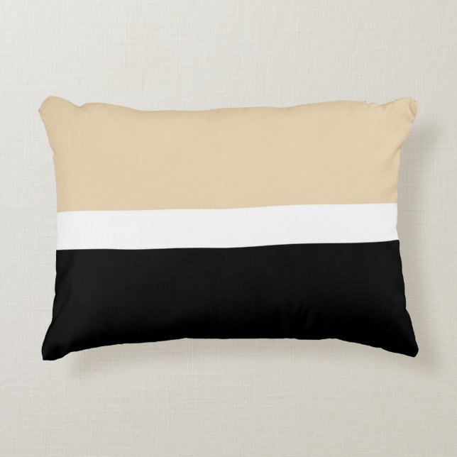 Beige Black Abstract Stripe Decorative Cushion (Front)