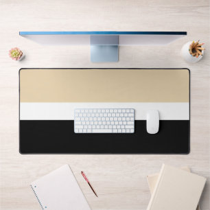 Beige Black Abstract Stripe Desk Mat
