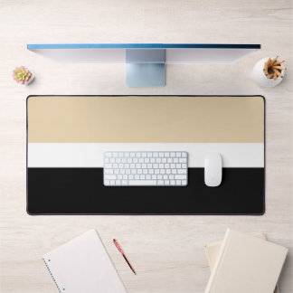 Beige Black Abstract Stripe Desk Mat