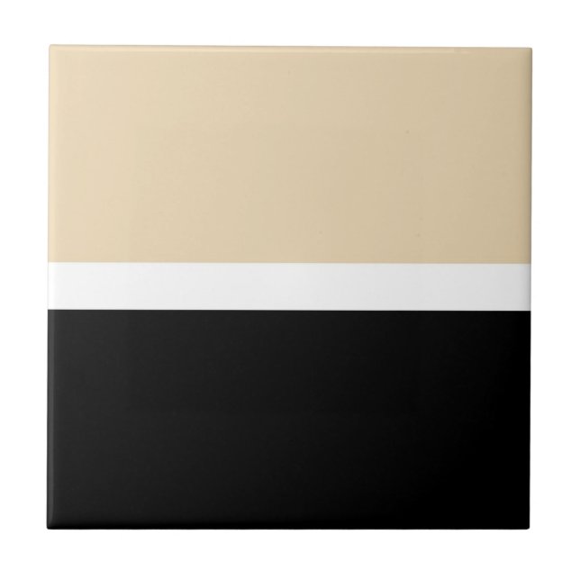 Beige Black Abstract Stripe Tile (Front)