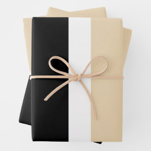 Beige Black Abstract Stripe Wrapping Paper Sheet