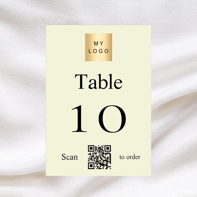 Beige black business logo QR code table number (Creator Uploaded)