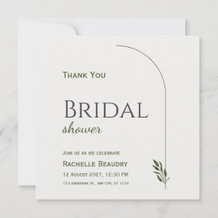 Beige Black Classic Floral Bridal Shower Thank You Card