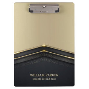 Beige & Black  Gold Arrow Clipboard