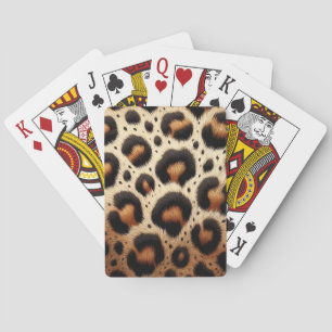 Beige & Black Leopard Fur Animal Print Spots  Playing Cards