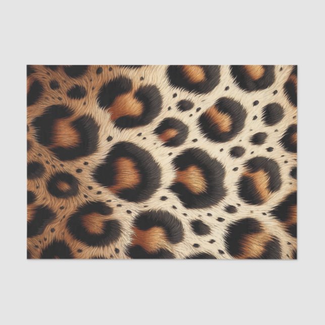 Beige & Black Leopard Fur Animal Print Spots  Tissue Paper (Front)