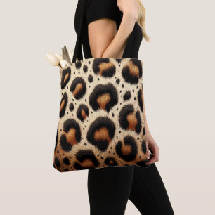 Beige & Black Leopard Fur Animal Print Spots  Tote Bag