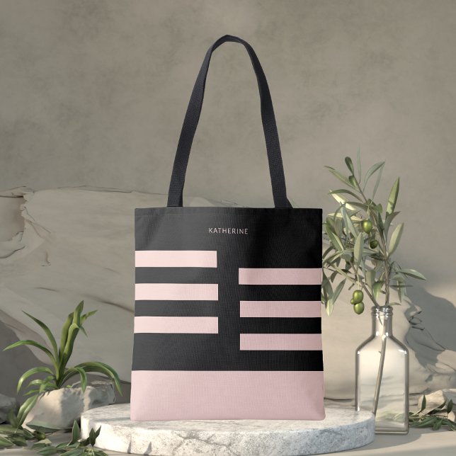 Beige Black Modern Trendy Stylish Tote Bag (Creator Uploaded)