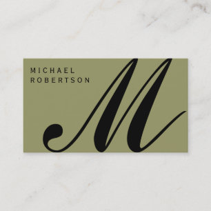 Beige Black Monogram Minimal Business Card