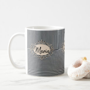 Beige Black Stripe Mug