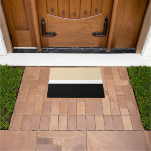 Beige Black Striped Chic Modern Vertical Lines Doormat