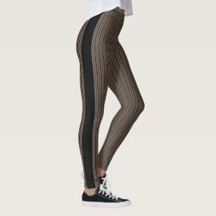 Beige & Black Stripes Leggings