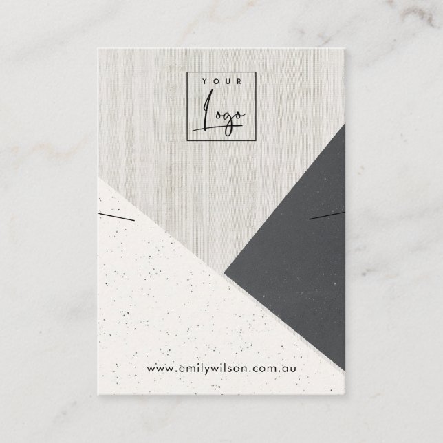 Beige Black White Ceramic Necklace Display Logo Business Card (Front)