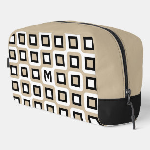 Beige Black White Midcentury Geometric Art Pattern Dopp Kit