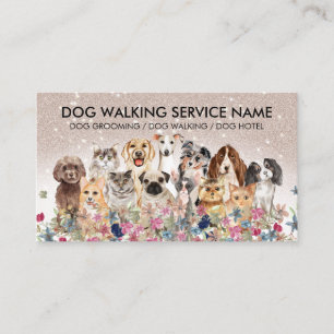 Beige Bling Cute Dogs Cats Business Card
