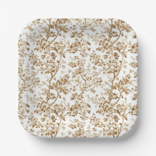Beige Blossom Branches Garden Party Paper Plates