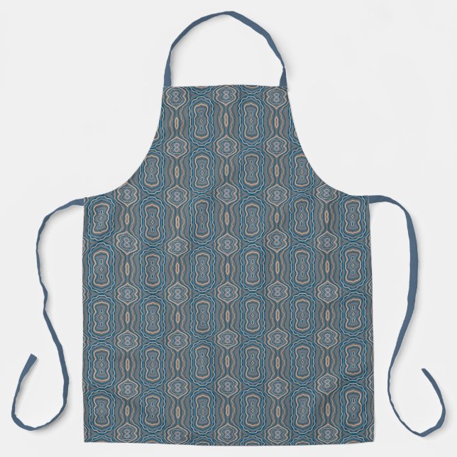 Beige Blue And Grey Alternating Pattern Design  Apron (Front)