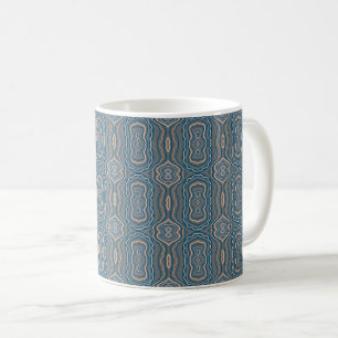 Beige Blue And Grey Alternating Pattern Design Coffee Mug