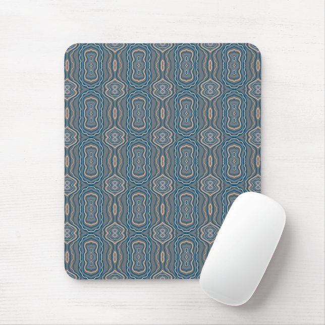 Beige Blue And Grey Alternating Pattern Design  Mouse Mat (With Mouse)