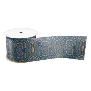 Beige Blue And Grey Alternating Pattern Design  Satin Ribbon