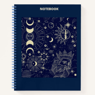 BEIGE & BLUE ASTROLOGY/ASTRONOMY THEMED NOTEBOOK